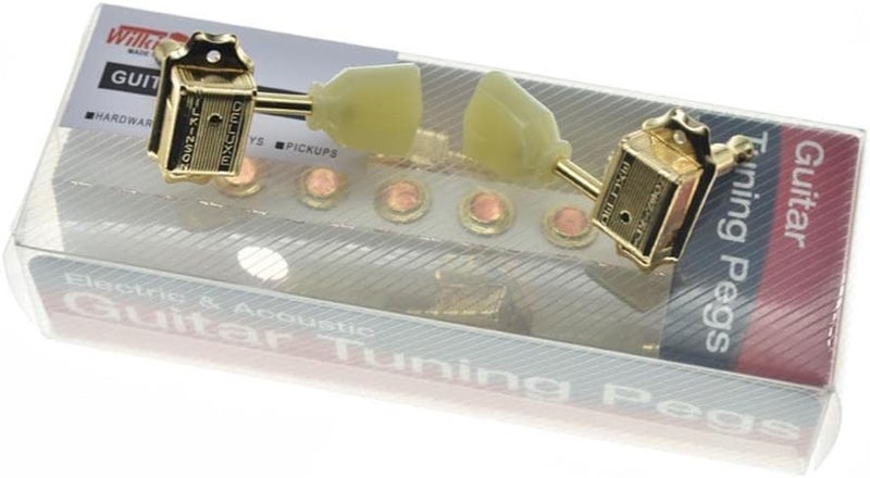 WILKINSON Gold with Vintage Button 3x3 Deluxe Vintage Tuners Guitar Tuning Keys Machine Heads with Plastic Keystone Buttons for Les Paul/SG/ES K1950 - Image 5